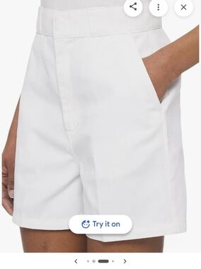 Dickies Women Phoenix White Shorts Hight Waisted 4"inseam  A Line Size S Junior
